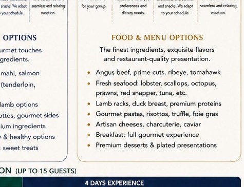 Villa food experience